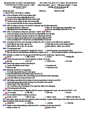 Đề kiểm tra học kỳ 2 môn Công nghệ Lớp 11 (Mã đề thi Gốc) - Năm học 2018-2019 - Trường THPT Trần Quang Diệu